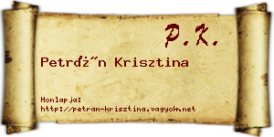 Petrán Krisztina névjegykártya